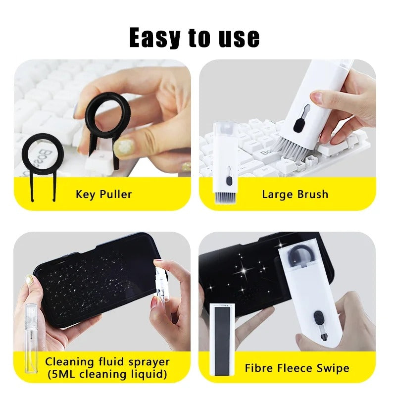 7 in 1 Computer Keyboard Cleaner Brush Kit – Multi-Function Earphone Cleaning Pen & Keycap Puller Tool Set