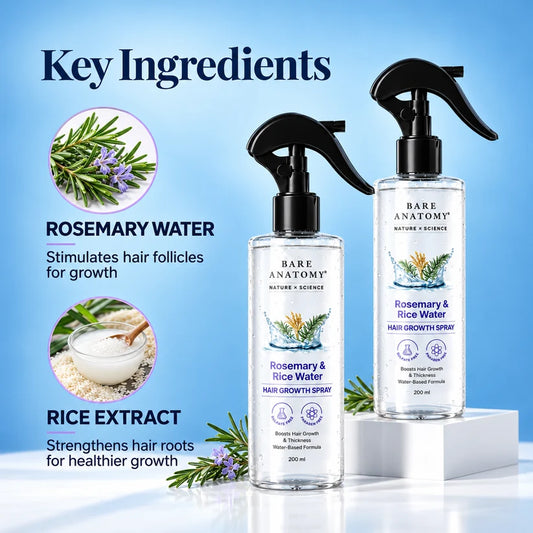 Bare Anatomy Rosemary & Rice Water Hair Growth Spray – 200ml | Strengthen & Thicken Hair