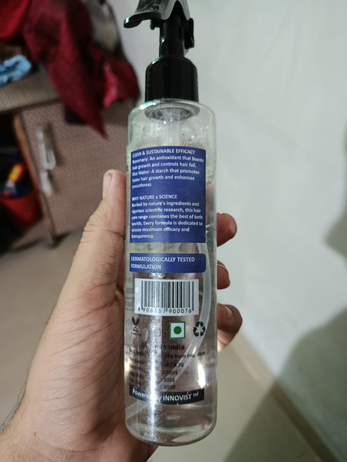 Bare Anatomy Rosemary & Rice Water Hair Growth Spray – 200ml | Strengthen & Thicken Hair