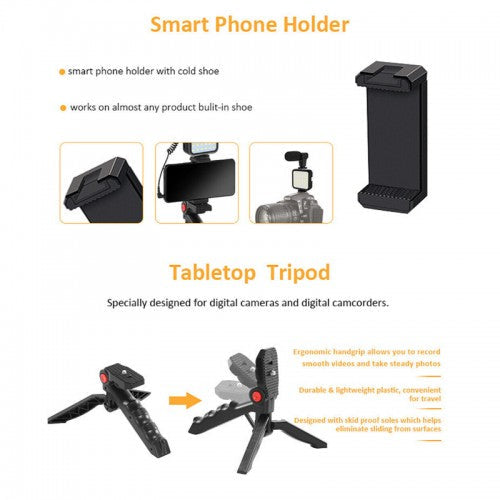 Vlogging Kit With Tripod LED Video Light And Phone Holder